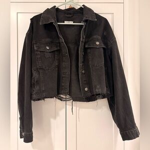 Forever 21 Distressed Black Jean Jacket